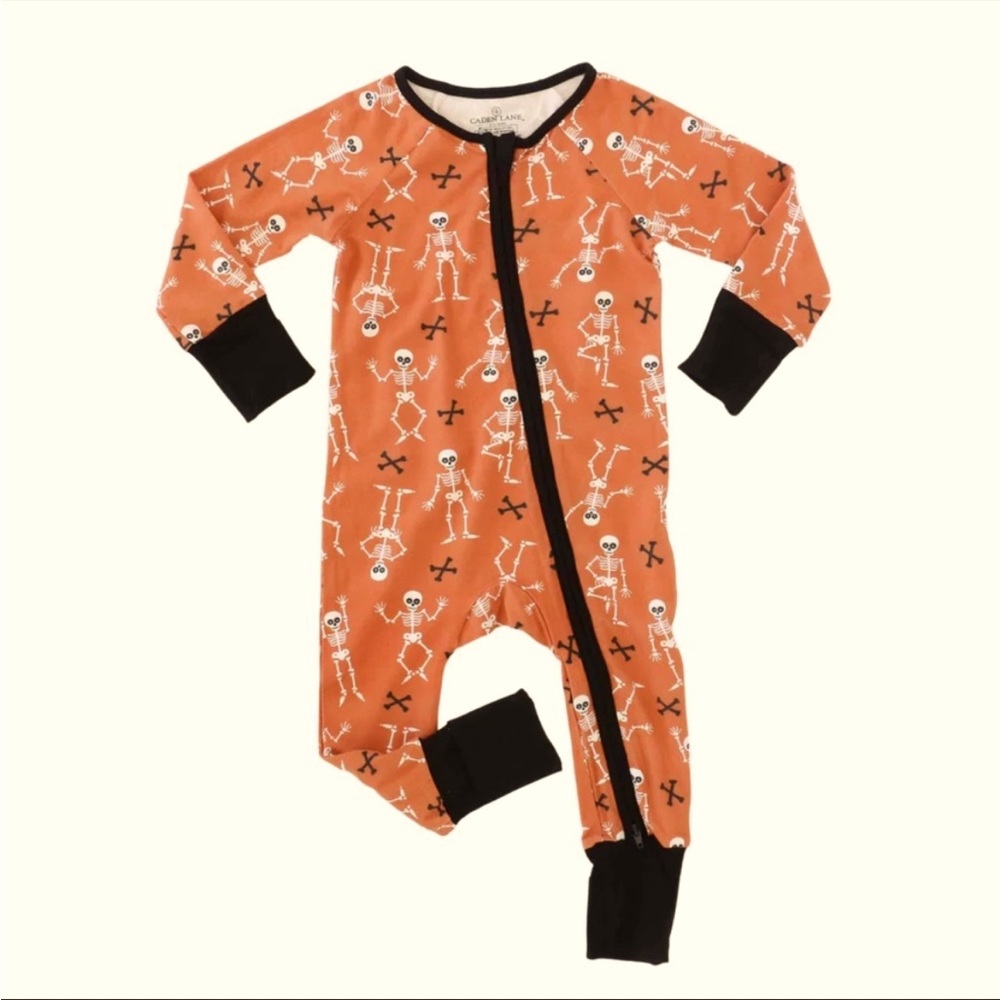 Caden Lane Funny Bones Halloween Convertible Footie 12-18M